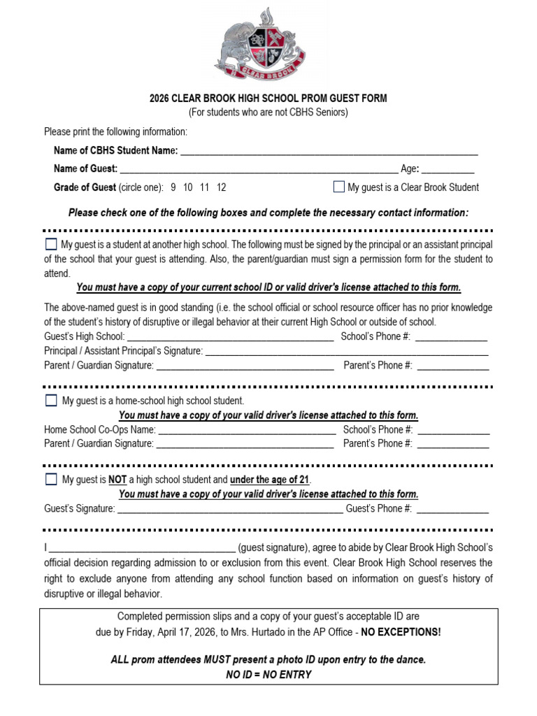 2026 CBHS Prom Guest Form | PDF