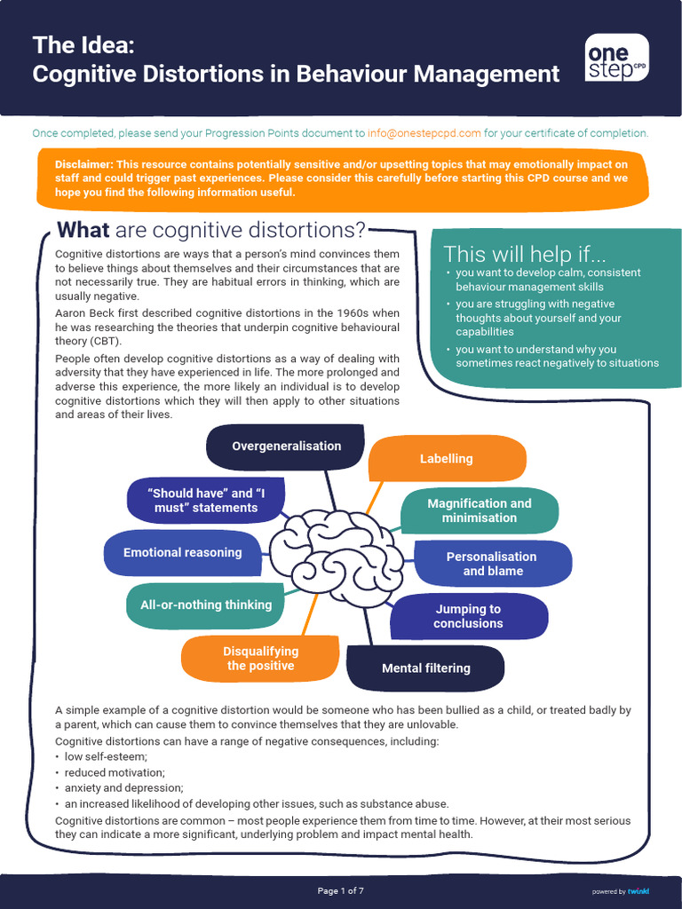 Cognitive Distortions in Behaviour Management | PDF