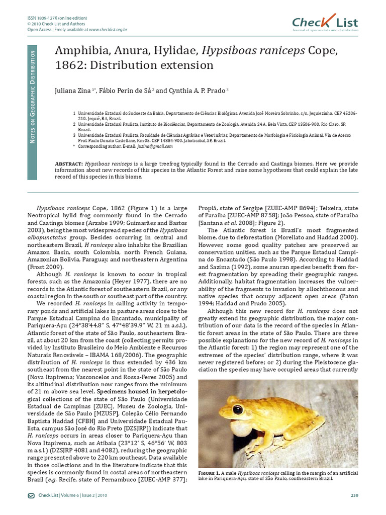2010 Zina Hypsiboas Raniceps | PDF | Amazon Rainforest | Brazil