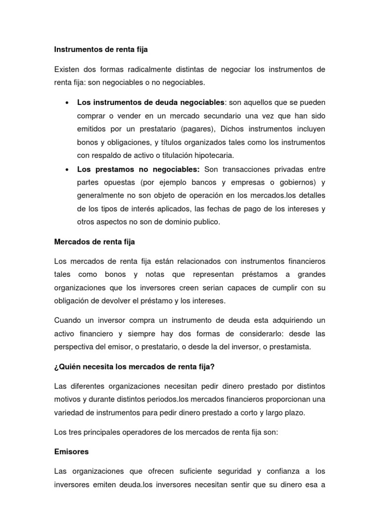 Instrumentos y Mercados de Renta Fija | PDF | Renta Fija | Bancos