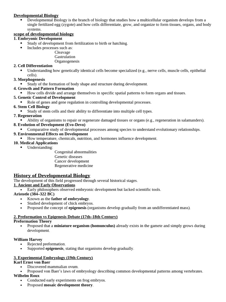Developmental Biology BSc | PDF | Developmental Biology | Embryo