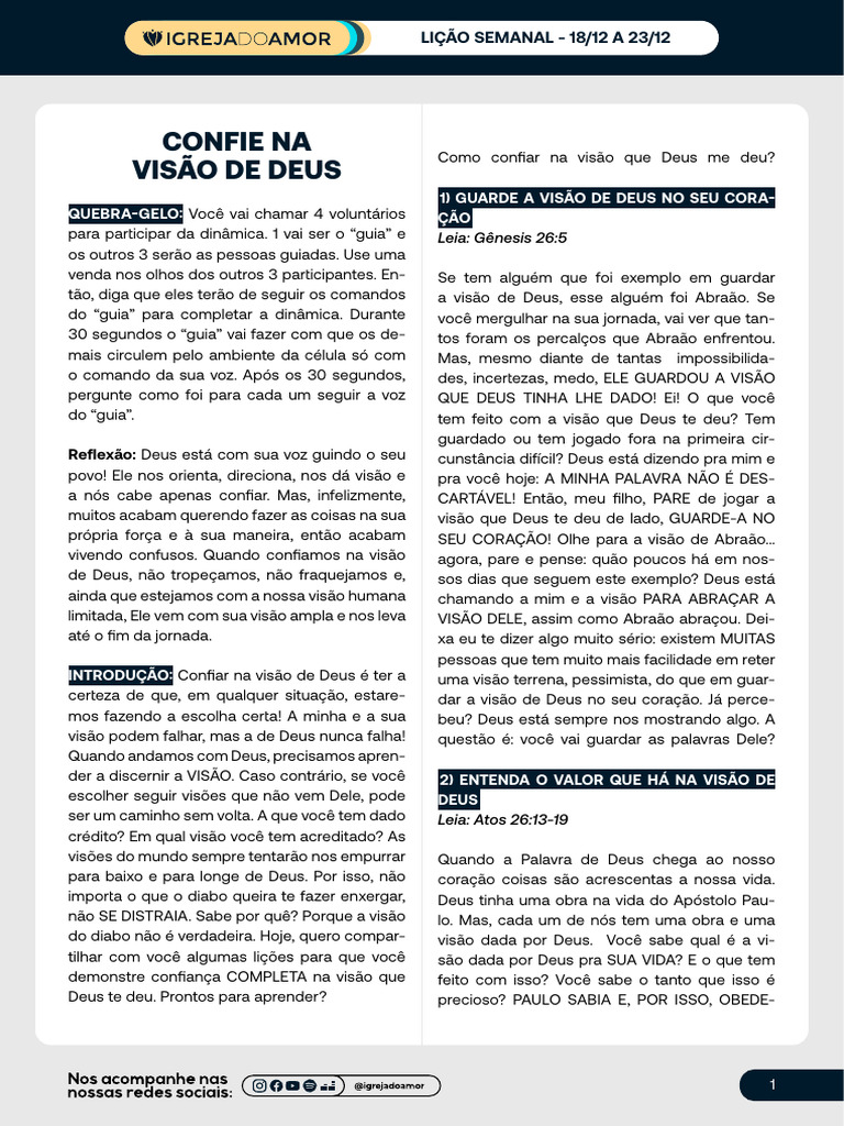 Lições Bíblicas Confie Na Visão de Deus | PDF | Deus | Abraão