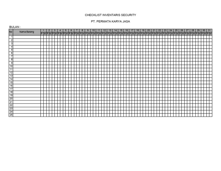 Checklist Inventaris Security | PDF