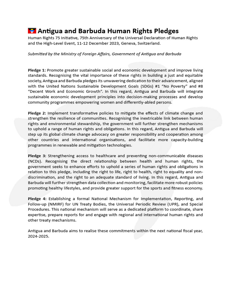 Antigua and Barbuda Human Rights Pledges | PDF | Human Rights ...