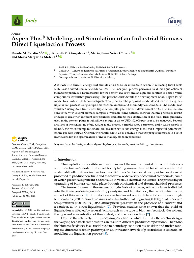 Aspen Plus Modeling and Simulation of an Industria | PDF | Cellulose ...