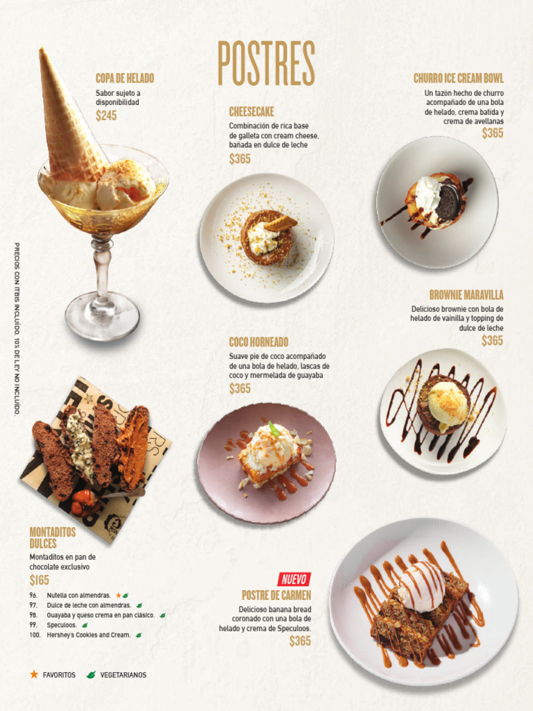 Menu Postres 2025 100 Montaditos | PDF | Postres | Tarta de queso