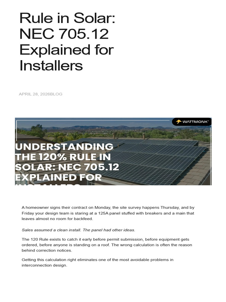 120 Rule_ NEC 705.12 Explained for Solar Installer | PDF | Power ...