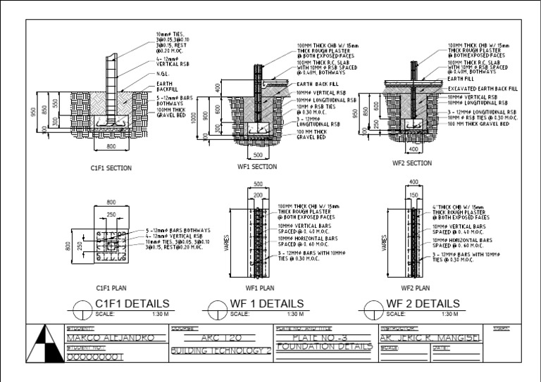 Bt 2 Midterm Plate No.3 Foundation Details | PDF
