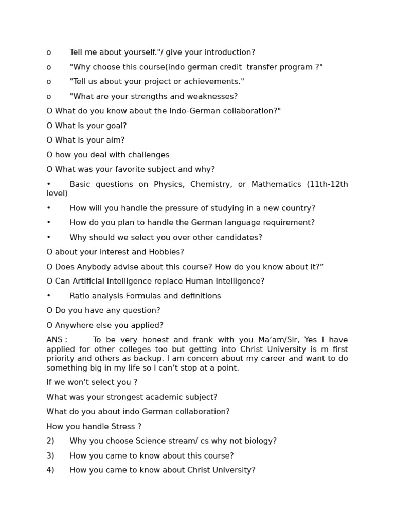 Interview Questions | PDF | Cognition