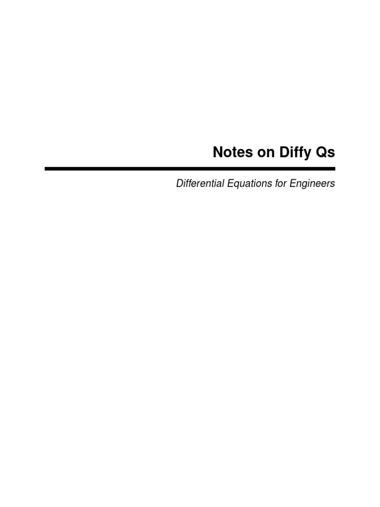 Notes on Diffy Qs Differential Equations for Engineers Jiri Lebl 1160 | PDF