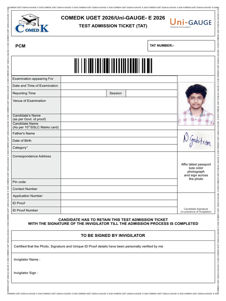 Test Admission Ticket | PDF