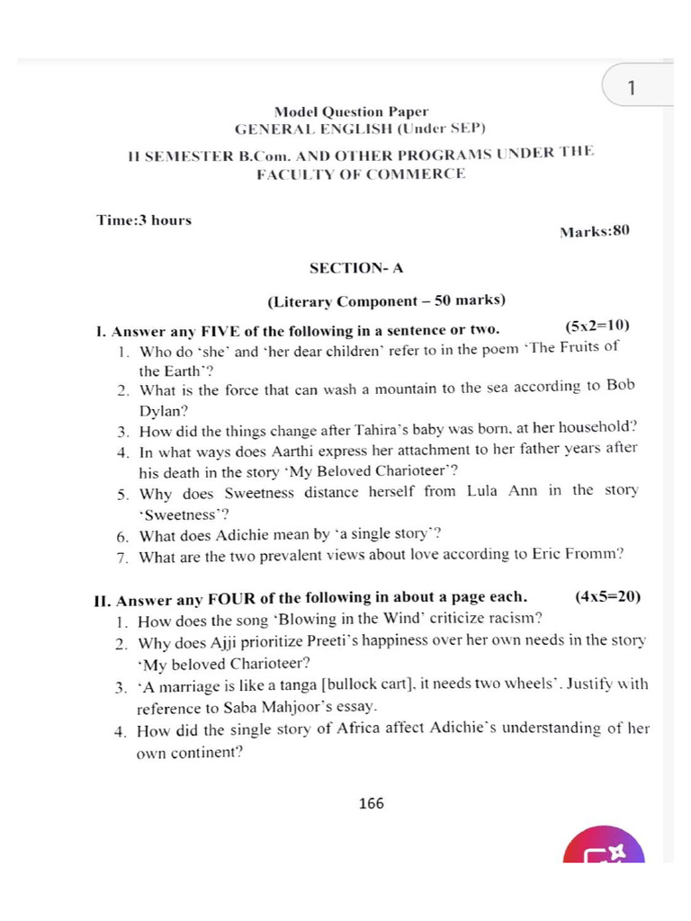 General English Pre Finals Model Paper . | PDF