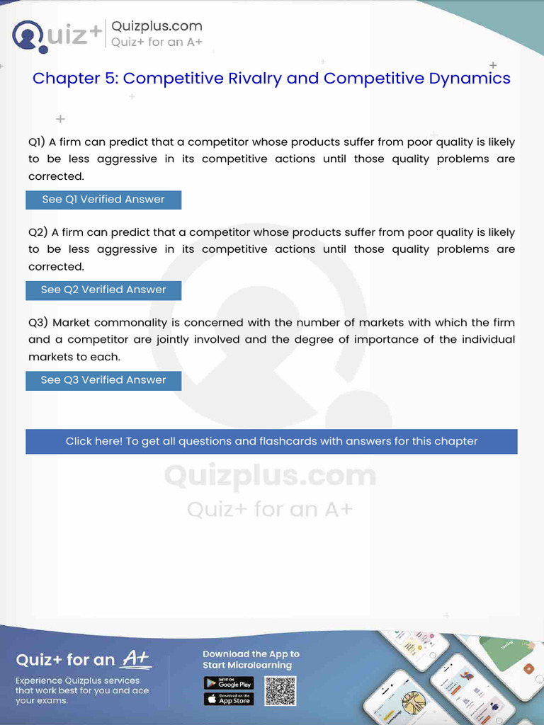 A Firm Can Predict That a Competitor Whose Products Suffer From Poor ...