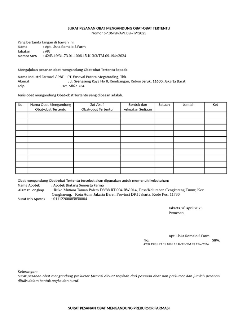 Contoh Format SP Prekursor (1) | PDF