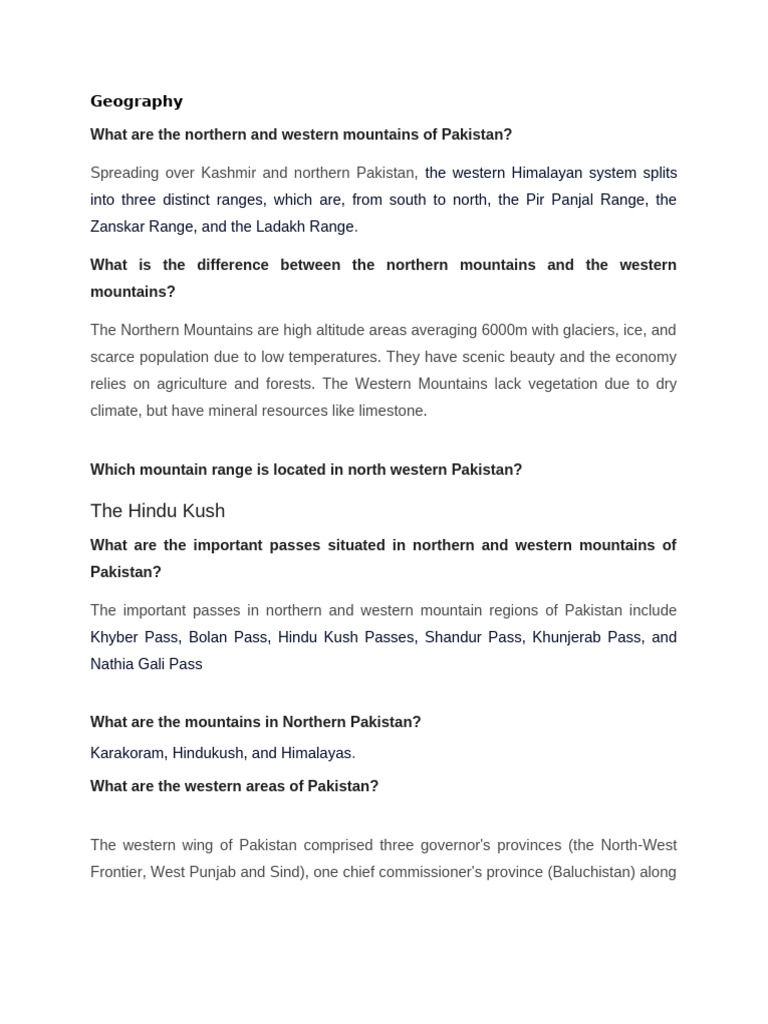 Geography ( Mountain Ranges) | PDF | Himalayas | Pakistan