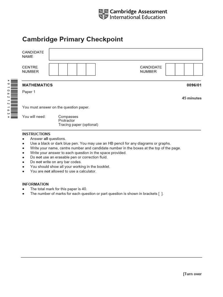 Grade 6 - Paper 1 Math | PDF