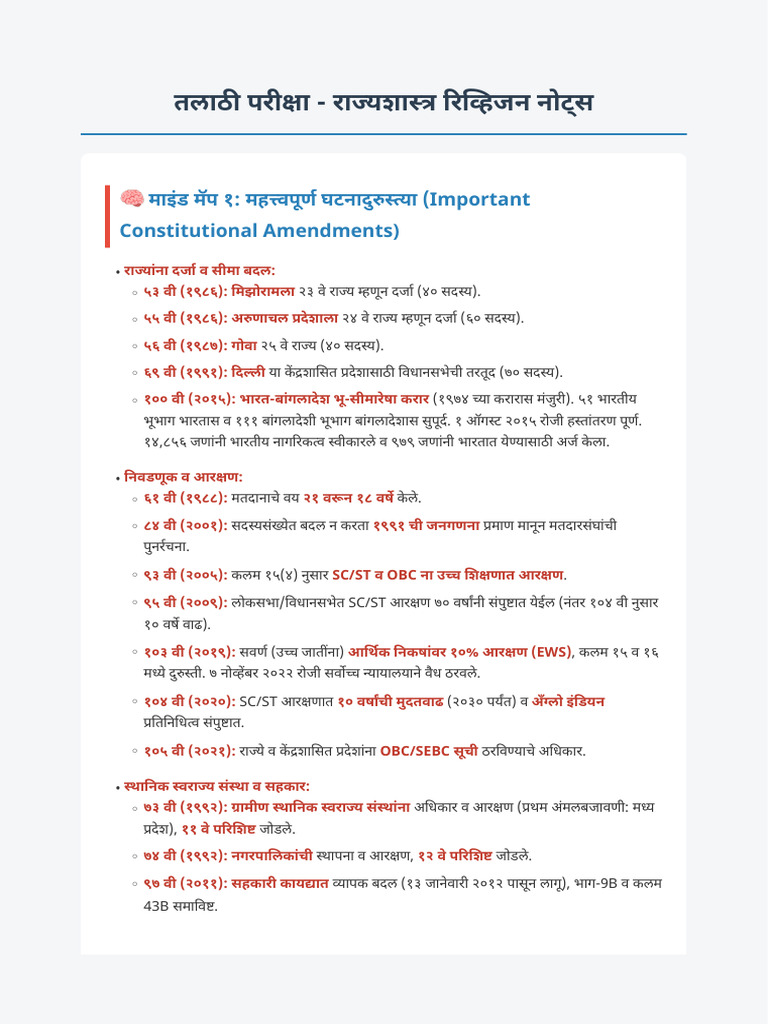 Talathi Revision Notes | PDF
