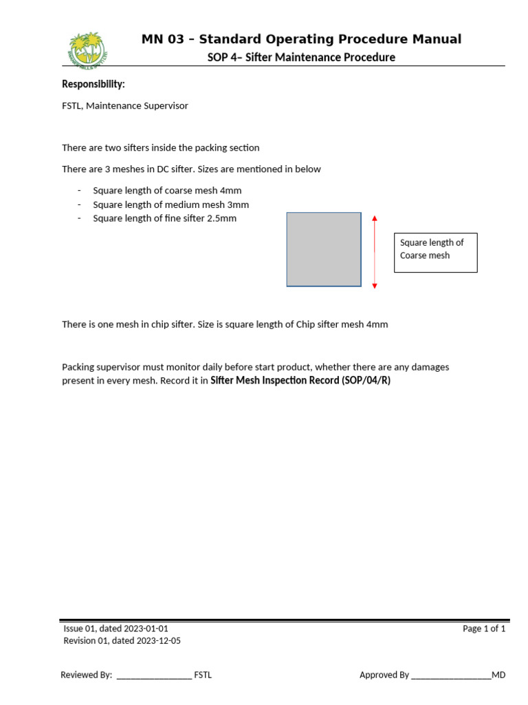 4 SOP - Sifter Procedure | PDF