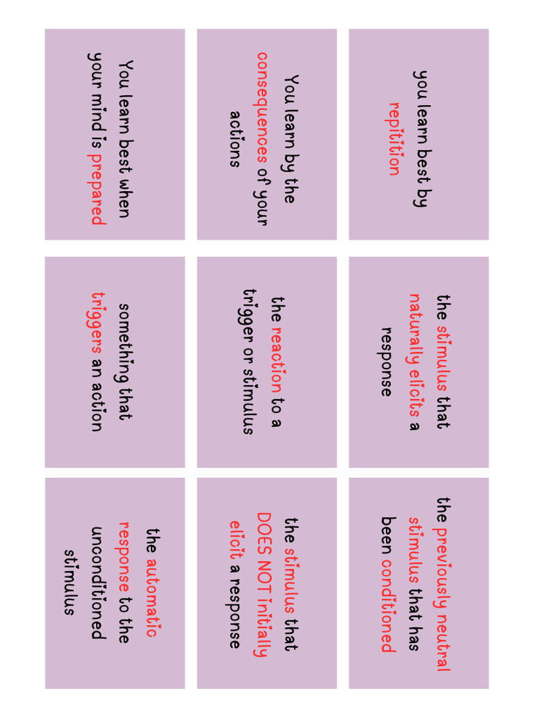 Flash Cards | PDF | Reinforcement | Classical Conditioning