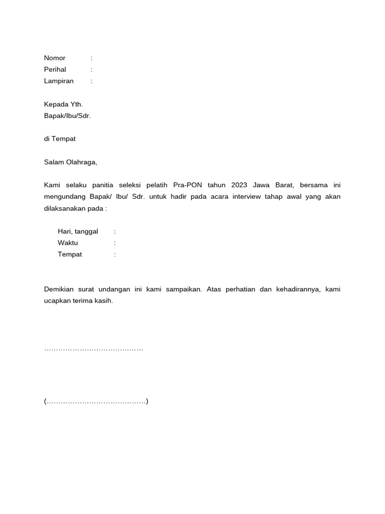 Draft Undangan Interview | PDF