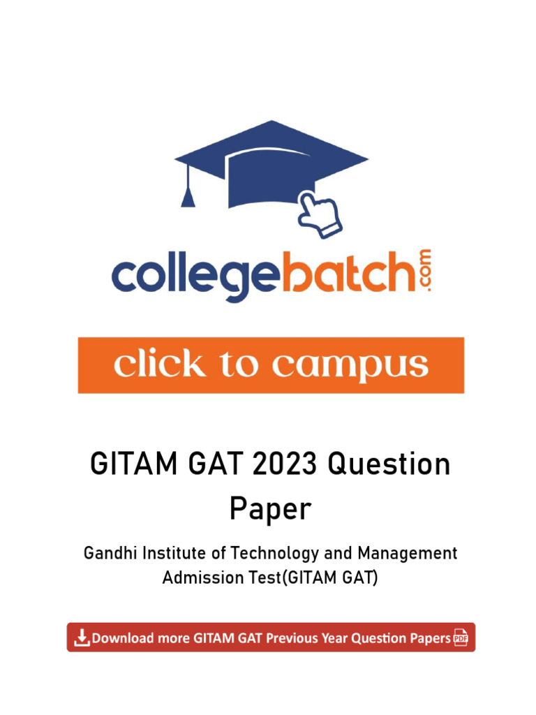 GITAM GAT 2023 Question Paper | PDF