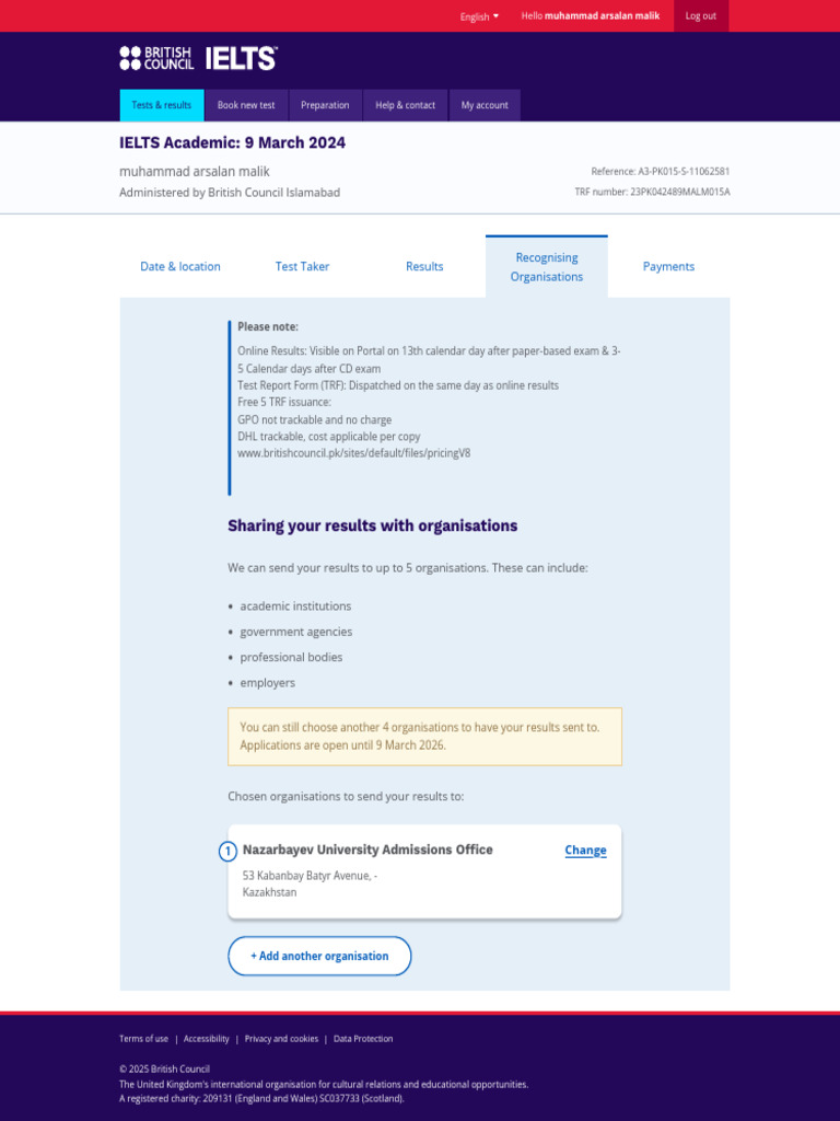 IELTS Test Taker Portal | PDF | Educational Stages | Standardized Tests