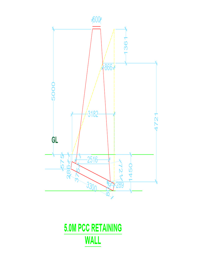 5.0M PCC Retaining Wall | PDF