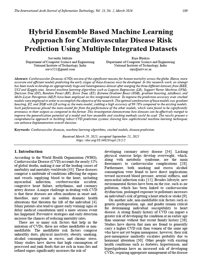 Hybrid Ensemble Based Machine Learning Approach for Cardiovascular ...