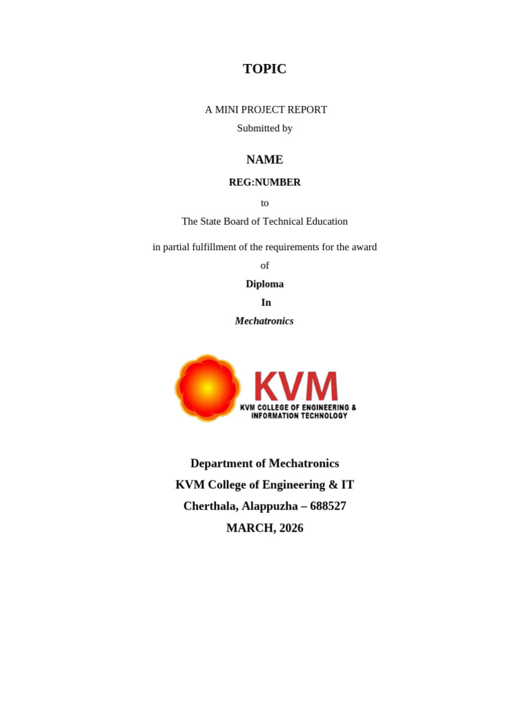 Mini Project Report 2026 Format | PDF | 3 D Printing | Six Sigma