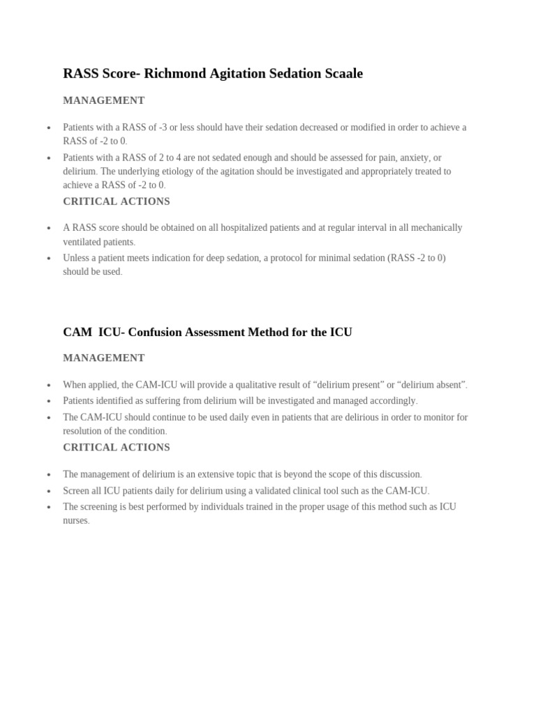 Rass Score Cam Icu | PDF
