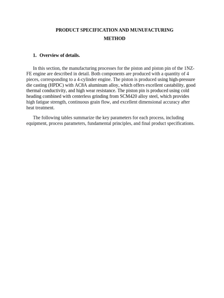 Product Specification and Manufacturing Method-Main | PDF | Grinding ...