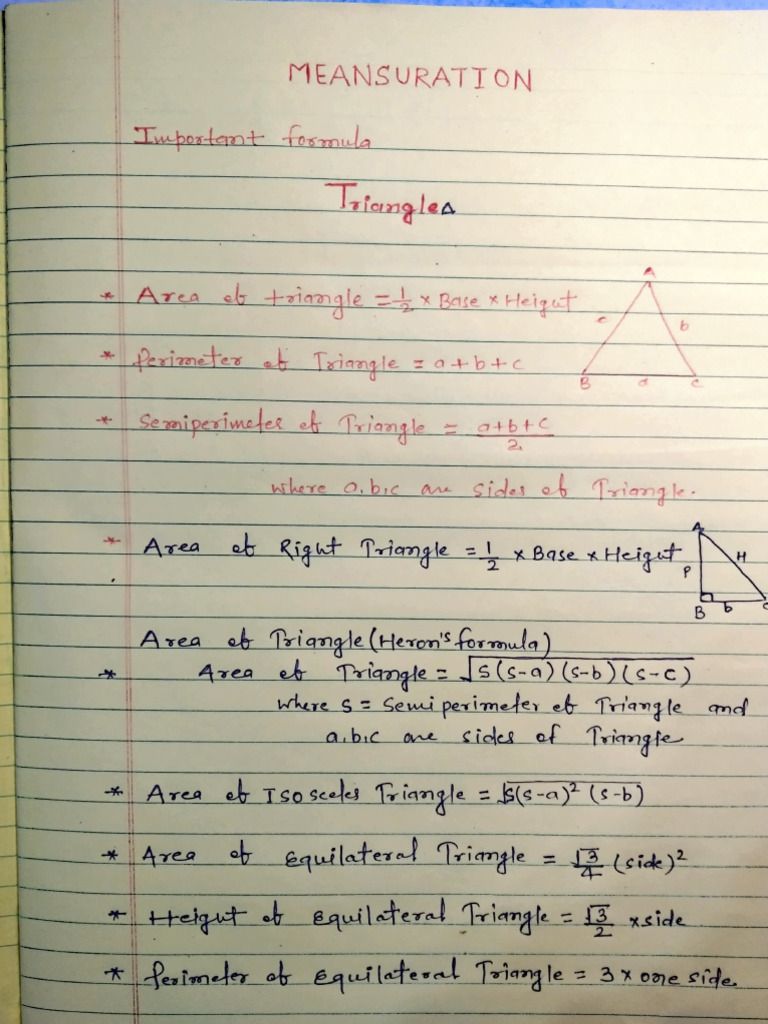 Class 7 Important Formulas | PDF