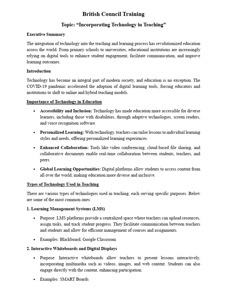 Incorporating Technology in Teaching | PDF | Educational Technology ...