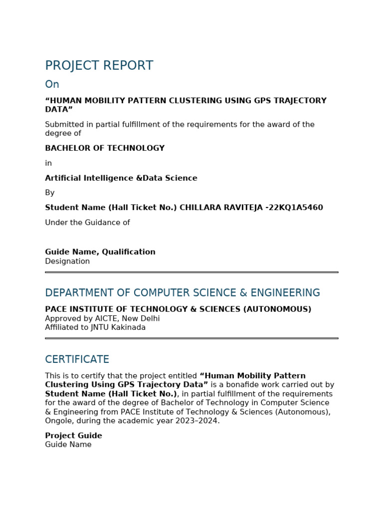 Human Mobility Pattern Clustering Using Gps Trajectory Data – Pace B ...