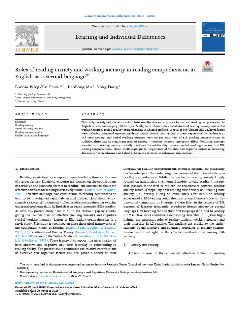 Compre Bonnie Reading an Xw m 21 | PDF | Working Memory | Anxiety
