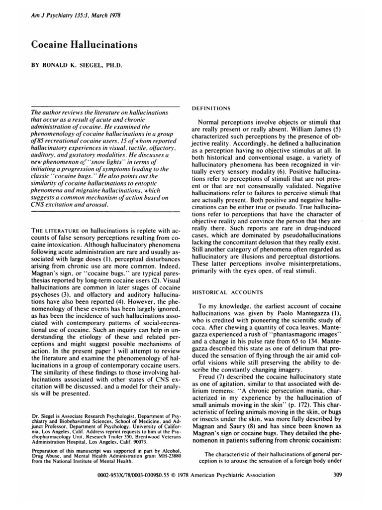 Cocaine Hallucinations 1978 | PDF | Hallucination | Perception
