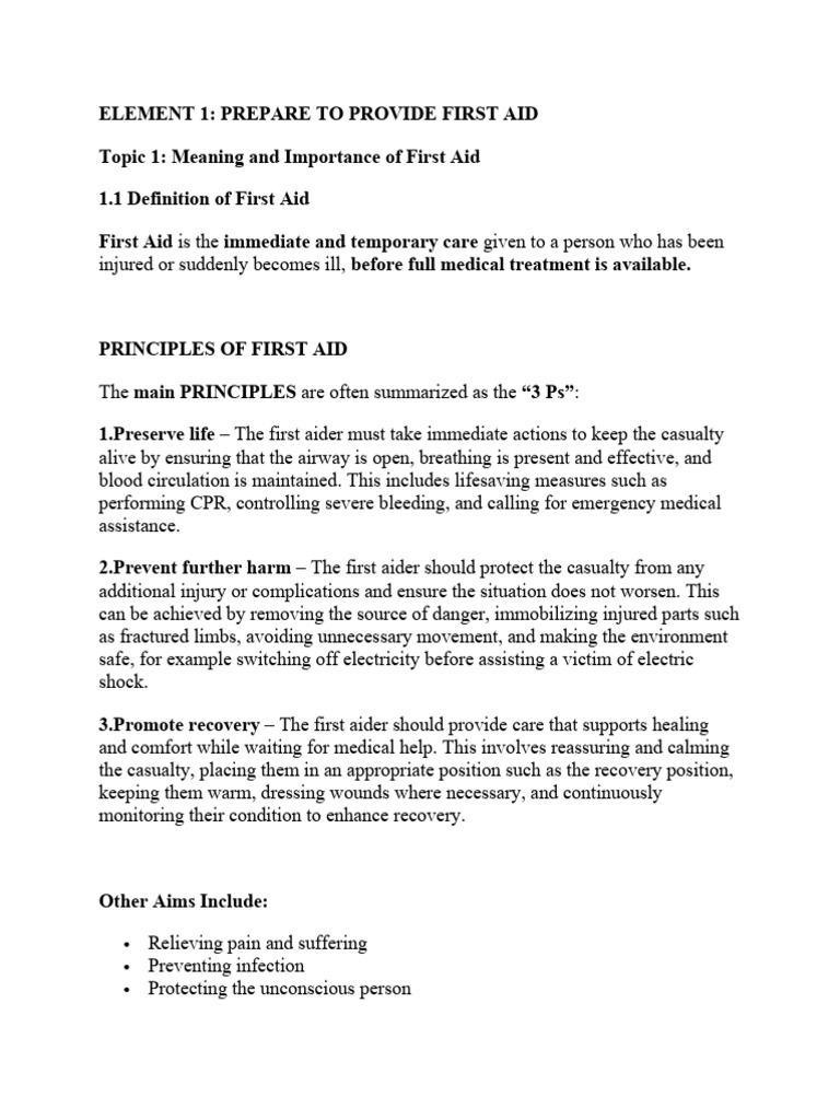 First Aid Class One | PDF | First Aid | Emergency Department