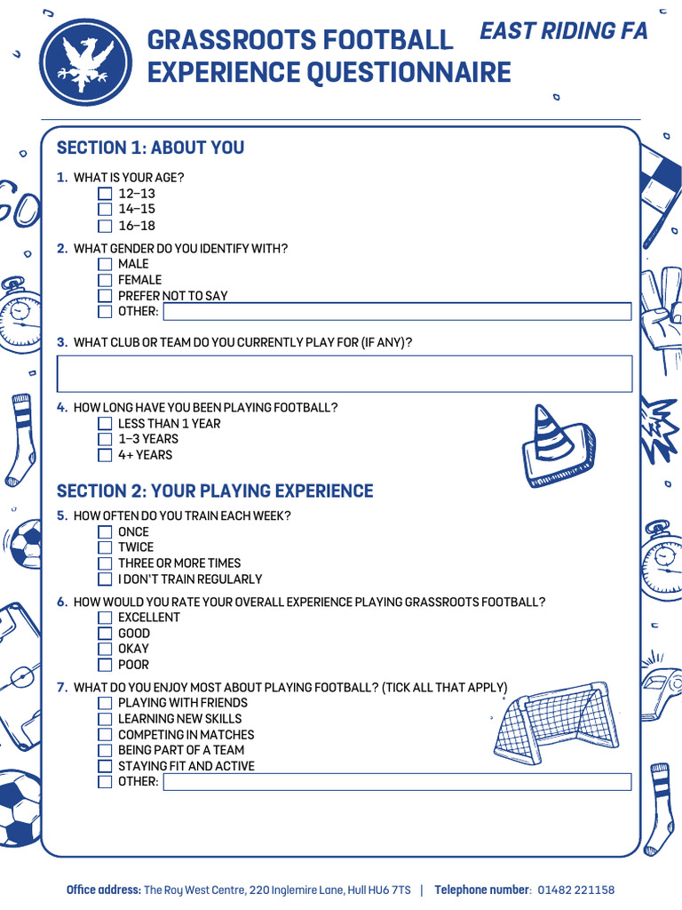 Grassroots Football Experience Questionnaire | PDF