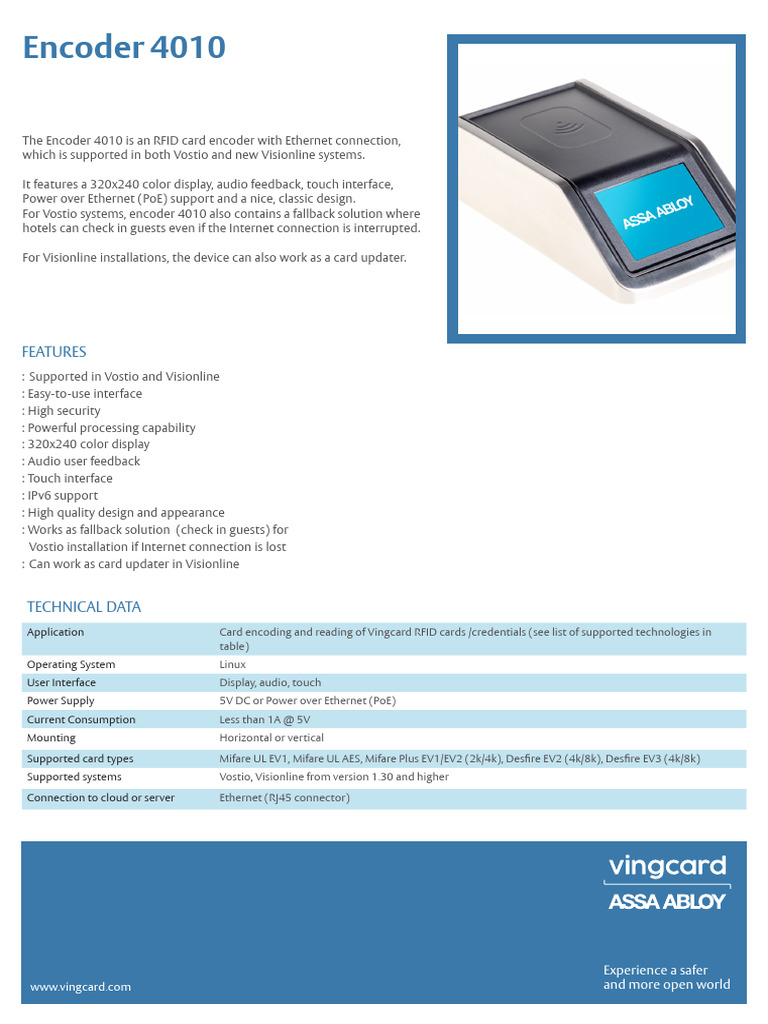 RFID Encoder 4010 Product Sheet English | PDF