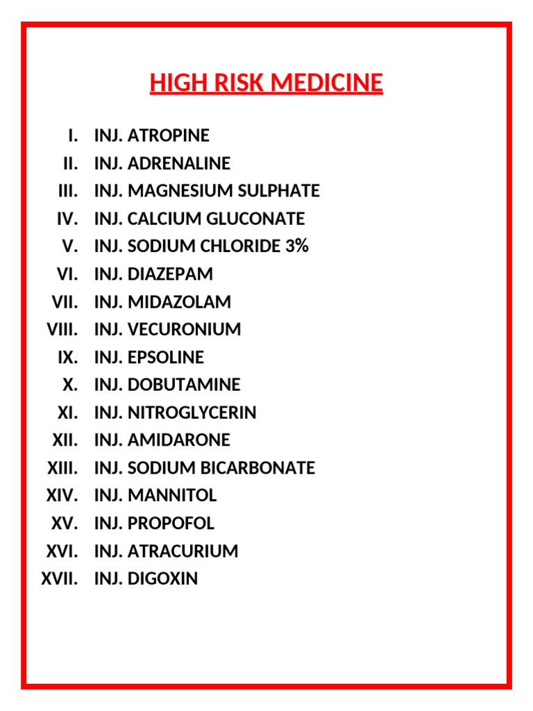 High Risk Medicine | PDF