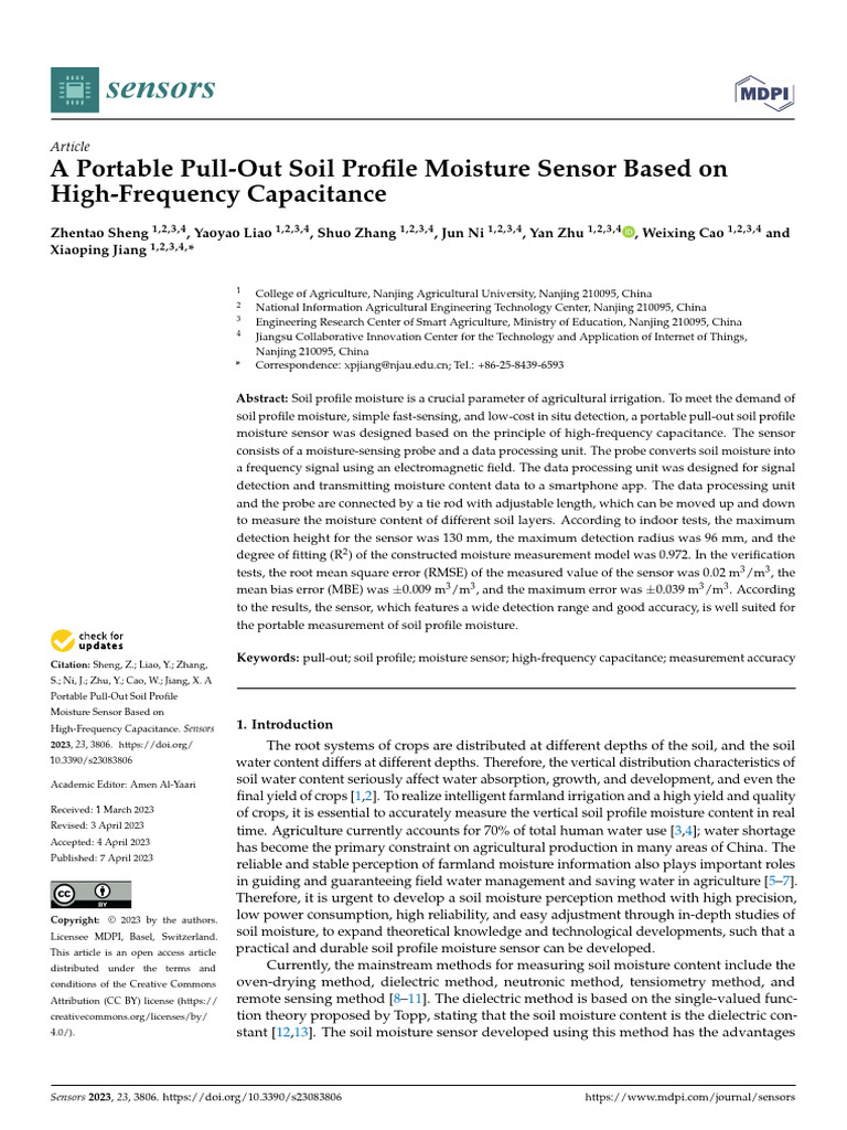 Soil Moisture Sensors 23 03806 | PDF | Capacitor | Resonance