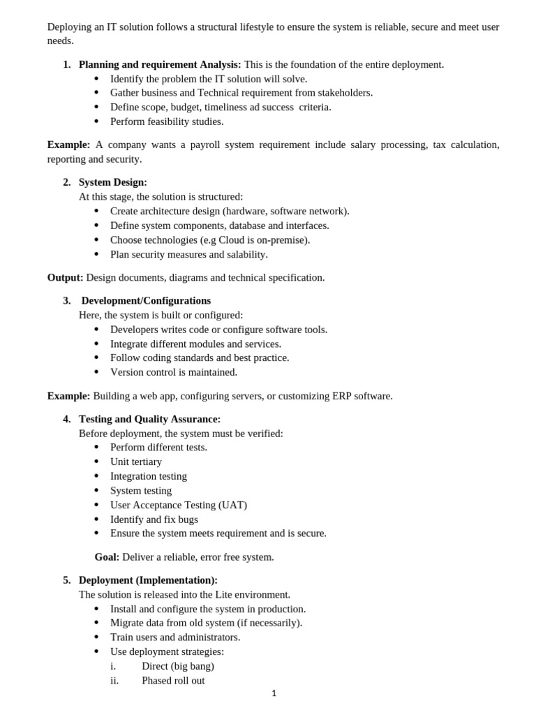 Deploying an IT Solution | PDF | Software Testing | System