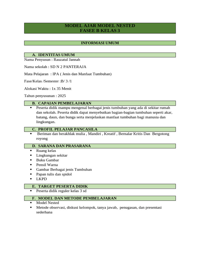 Model Ajar Model Nested | PDF