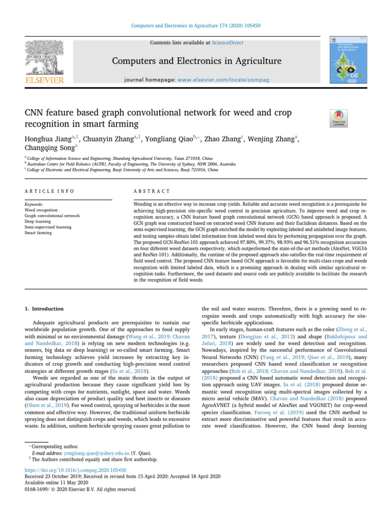 CNN Feature Based Graph Convolutional Network for Weed and Crop ...