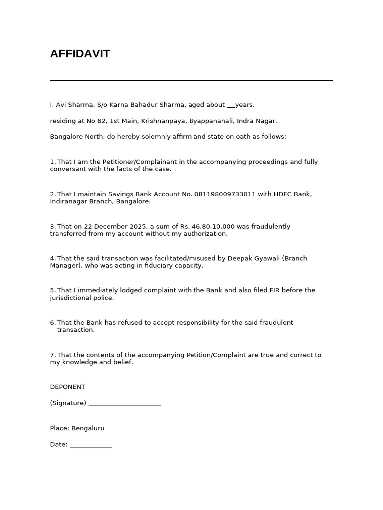 Notary Ready Affidavit Bank Fraud | PDF