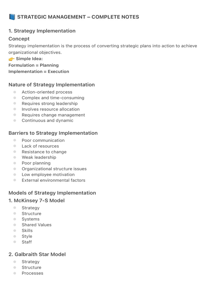 ? Strategic Management – Complete Notes | PDF | Strategic Management ...