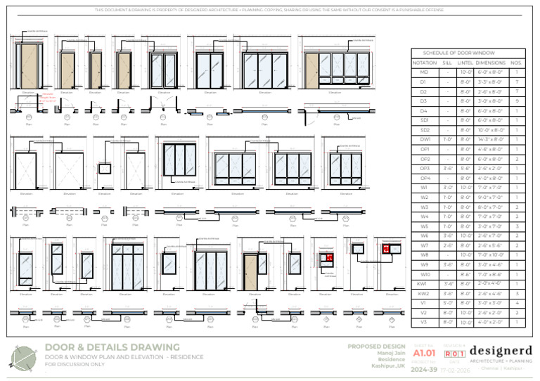 R1 - Door & Window Details Drawing - Manoj Jain - Residence - Kashipur ...