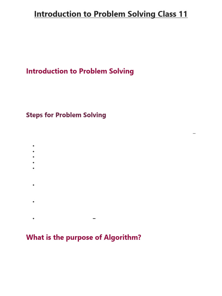 2. Introduction to Problem Solving Class 11 | PDF | Algorithms ...