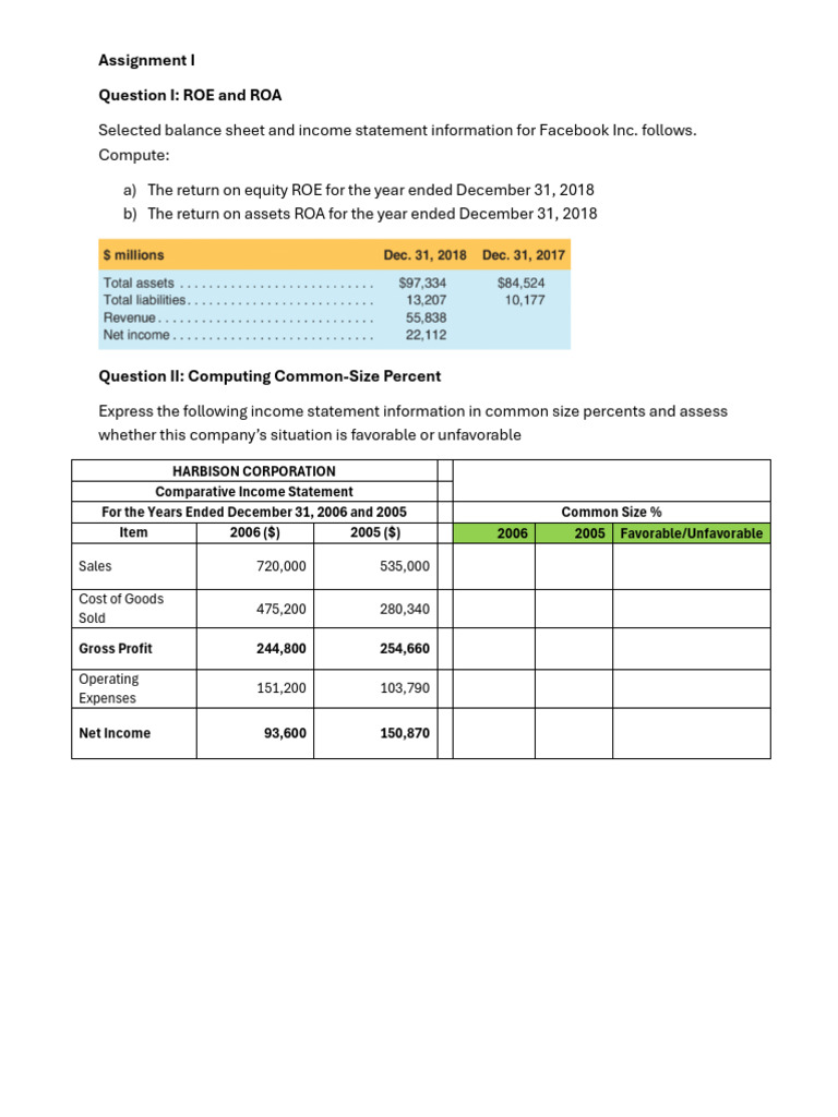 Assignment 1-FSA-Q and A | PDF | Income Statement | Net Income