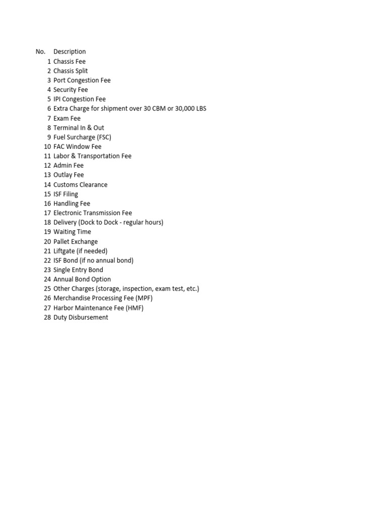 Lcc at Pod Charges | PDF | Fee | Payments
